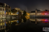 Te Koop | De Oude Vismijn reflectie in de Leie in Gent in de nacht