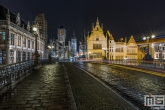Te Koop | De Sint Michielsbrug in Gent in de nacht met lichtstrepen