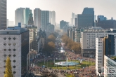 Het startpunt van de Marathon Rotterdam met het Hofplein, Coolsingel en Hilton Hotel in Rotterdam