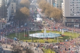 Het startpunt van de Marathon Rotterdam met het Hofplein, Coolsingel en Hilton Hotel in Rotterdam