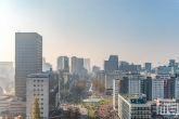 Het startpunt van de Marathon Rotterdam met het Hofplein, Coolsingel en Hilton Hotel in Rotterdam