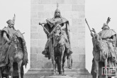 Het beeld van prins Arpad op Heroes Square in Budapest