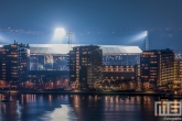 Te Koop | Het Feyenoord Stadion De Kuip in Rotterdam-Zuid tijdens het blauwe uurtje