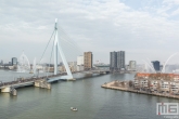 De start van de NN Marathon Rotterdam aan de voet van de Erasmusbrug in Rotterdam