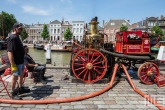 Een demo van de brandweer tijdens het stoomevenement Dordt in Stoom