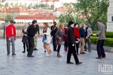 Danssers op stadsbrug Karluv Most in Prague