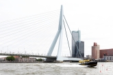 De Watertaxi Rotterdam op de Maas bij de Erasmusbrug in Rotterdam