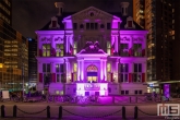 Het Schielandshuis tijdens Museumnacht010 in Rotterdam gehuld in het paars