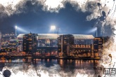 Te Koop | Een Feyenoord Art Stadion De Kuip in Rotterdam luchtfoto tijdens een speelavond