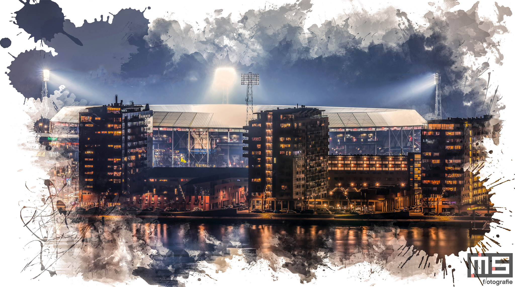 Te Koop | Het Feyenoord Art Stadion De Kuip in Rotterdam tijdens een speelavond