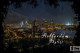 Te Koop | De skyline van Rotterdam met het Feyenoord Art Stadion De Kuip in Rotterdam tijdens een speelavond