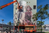 Een mural door Telmo Miel en Smug tijdens het Pow! Wow! Festval in de Afrikaanderwijk in Rotterdam