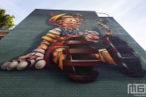Een Pinokkio Mural door Super A voor het Pow! Wow! Festval in de Afrikaanderwijk in Rotterdam