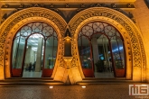 Het treinstation Rossio in Lissabon Stad in Portugal in de nachtelijke uren