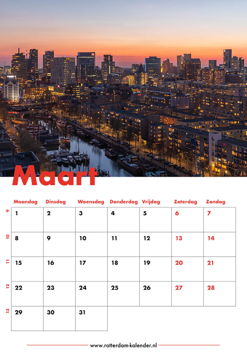 Te Koop | De Rotterdamse binnenstad tijdens zonsondergang