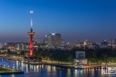 Te Koop | De Rotterdamse Skyline met de Euromast in Feyenoord Rood/Wit tijdens het Kampioensfeest van Feyenoord