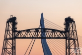 De Hef en de Erasmusbrug in Rotterdam tijdens de zonsondergang