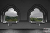 Het uitzicht vanuit het kasteel in het dorp Vianden in Luxemburg
