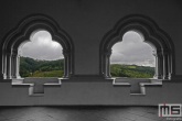 Het uitzicht vanuit het kasteel in het dorp Vianden in Luxemburg