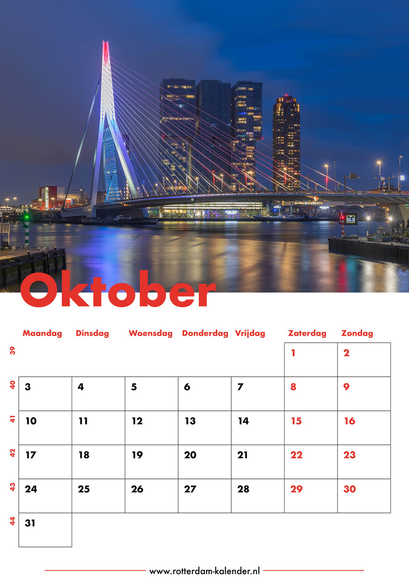Te Koop | De Erasmusbrug in Rotterdam in de kleuren Rood, Wit, Blauw Te Koop | De Erasmusbrug in Rotterdam in de kleuren Rood, Wit, Blauw