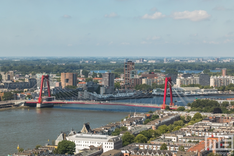 Het uitzicht op het Noordereiland en de Willemsbrug in Rotterdam
