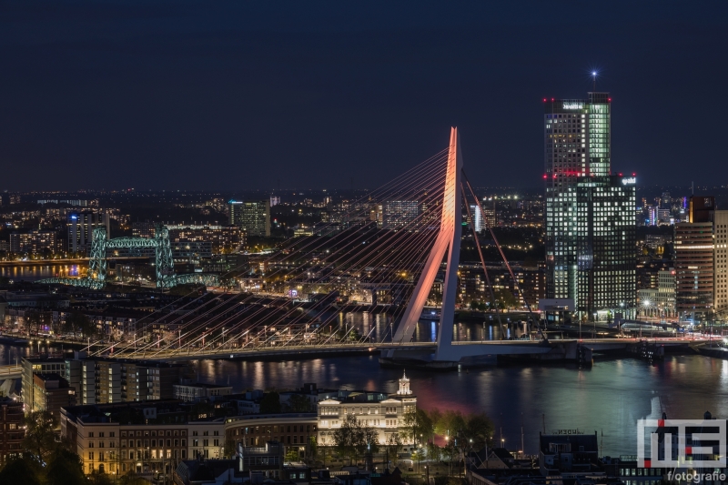 Te Koop | De Erasmusbrug in Rotterdam in oranje koningskleur