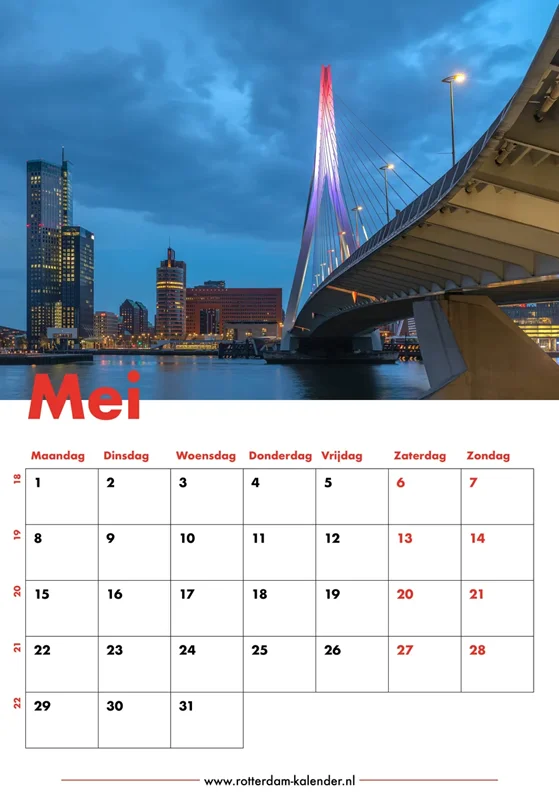 Te Koop – De Erasmusbrug in Rotterdam van onderaf in Rood Wit Blauw Te Koop – De Erasmusbrug in Rotterdam van onderaf in Rood Wit Blauw