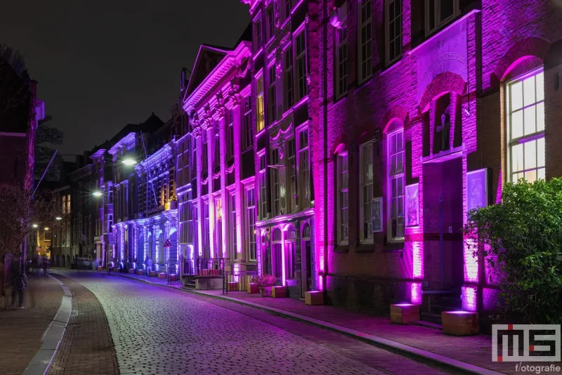 Dwaalspoor in Dordrecht tijdens de Dordtse December Dagen schitterende paarse verlichting