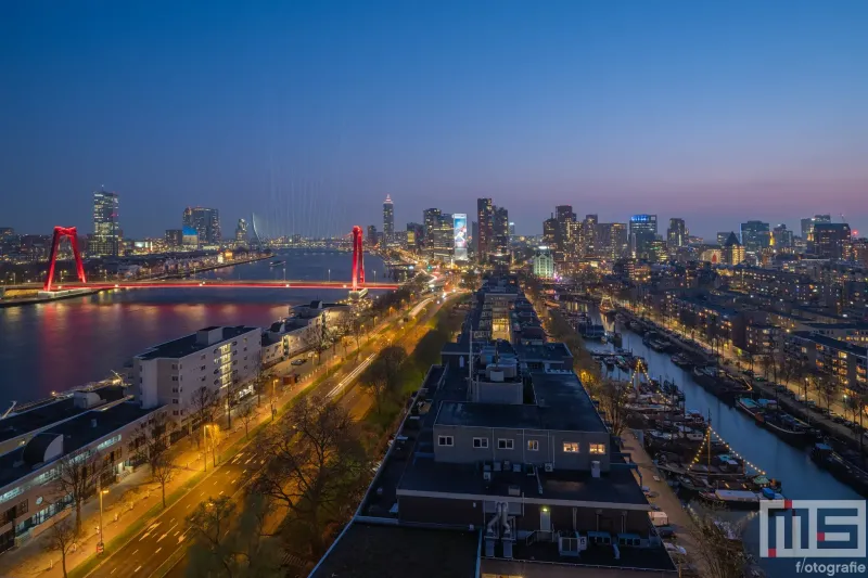 De gerse lichtshow van de viering van 150 jaar Holland America Line in Rotterdam