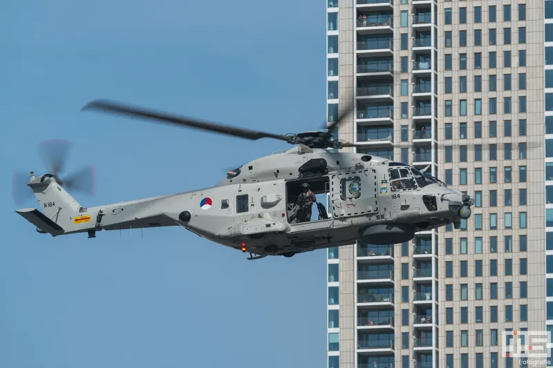 De NH90 gevechtshelikopter tijdens de Wereldhavendagen Rotterdam met het New Orleans