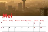 Te Koop | De Euromast en de havens van Rotterdam tijdens de zonsondergang