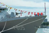 Het marineschip F805 op de Wereldhavendagen in Rotterdam
