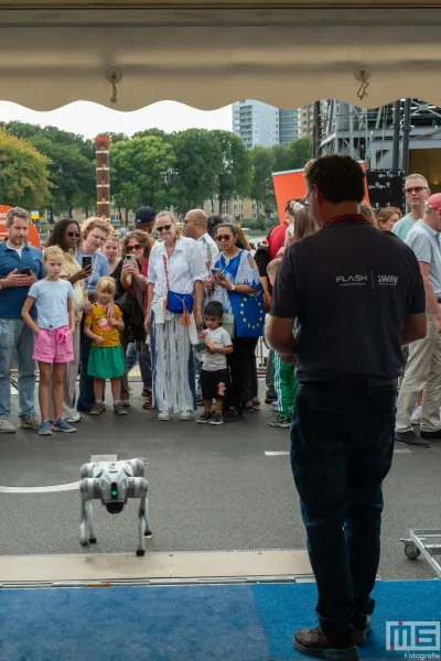 De demonstratie bij Flash op de Wereldhavendagen in Rotterdam