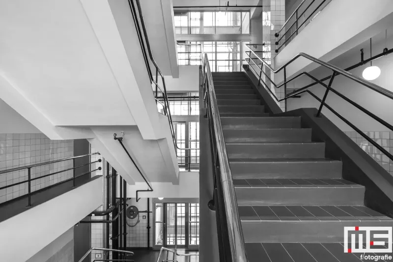 De trappen van de Van Nelle Fabriek tijdens de Open Monumentendag Rotterdam