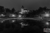 Het kasteel Bentheim in Bad Bentheim in de nacht