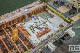De bouwplaats van de woontorens Boston & Seattle op de Wilhelminapier in Rotterdam