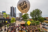 Het uitzicht op het terras van bij het Schieblock in Rotterdam Centrum