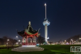 Te Koop | De Chinese Pagoda aan de voet van de Euromast in Rotterdam by Night