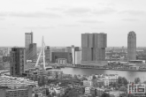 Te Koop | De Erasmusbrug en De Rotterdam in Rotterdam by Day in zwart/wit