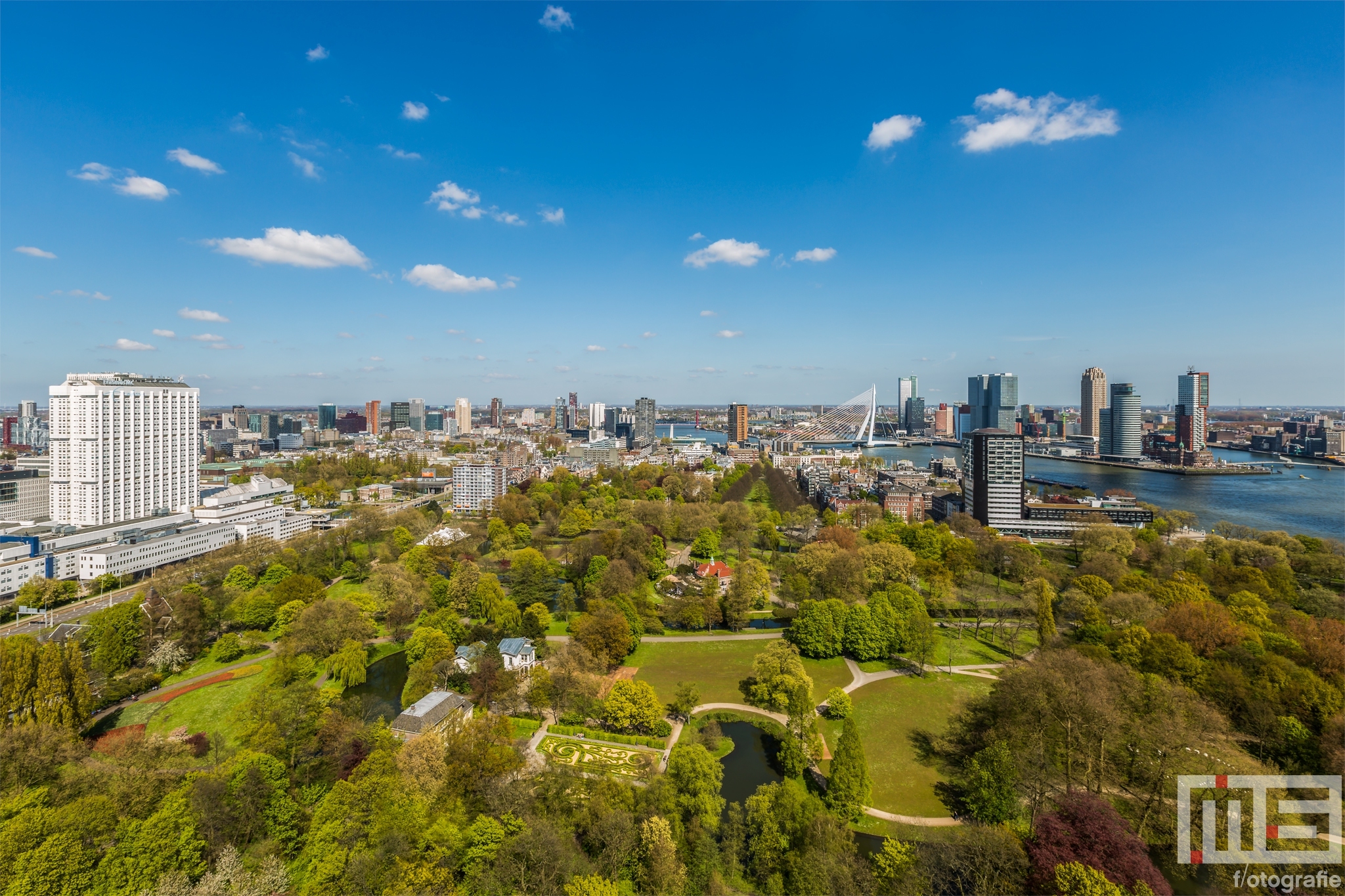 Te Koop | Het Park in Rotterdam by Day met Hollandse wolken