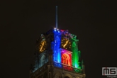 De Laurenskerk in Blauw, Rood en Groen tijdens de Dakendagen in Rotterdam