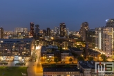 De Markthal Rotterdam vanaf de Laurenskerk in Rotterdam by Night