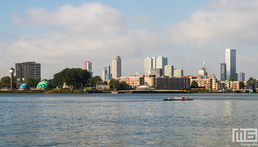 De skyline van Rotterdam met roeiers op de Maas | Cover Small